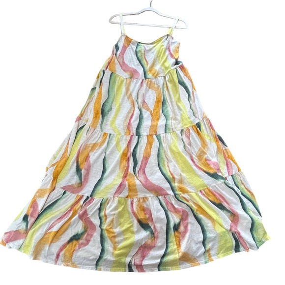 Torrid NWT 2X Plus Size Colourful Wavy Stripe Tiered Maxi Dress Cotton Blend - Picture 7 of 12
